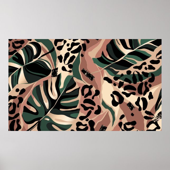 Modern exotic pattern with leopard skin. Creative  Poster (Front)