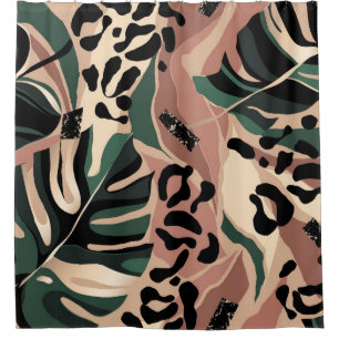 Modern exotic pattern with leopard skin. Creative Shower Curtain