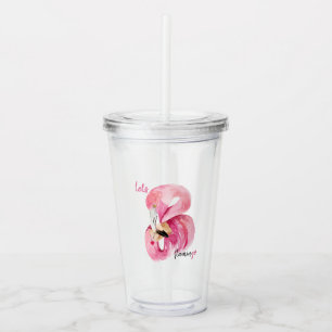 Modern Exotic Pink Let's Flamingo Watercolor  Acrylic Tumbler