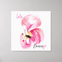 Modern Exotic Pink Let's Flamingo Watercolor  