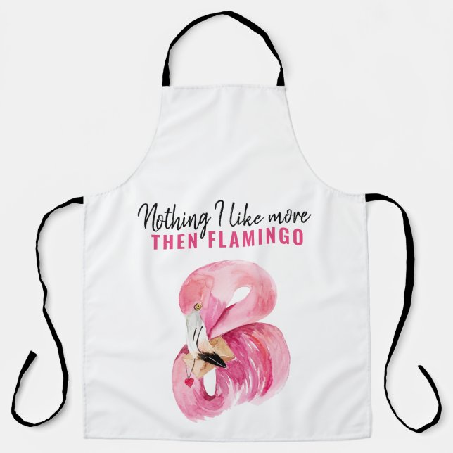 Modern Exotic Pink Watercolor Flamingo Gift Apron (Front)