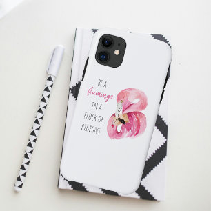 Modern Exotic Pink Watercolor Flamingo With Quote