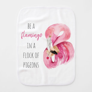 Modern Exotic Pink Watercolor Flamingo With Quote Burp Cloth