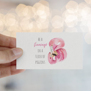 Modern Exotic Pink Watercolor Flamingo With Quote Business Card