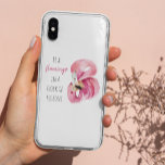 Modern Exotic Pink Watercolor Flamingo With Quote Case-Mate iPhone Case<br><div class="desc">Modern Exotic Pink Watercolor Flamingo With Quote</div>