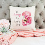 Modern Exotic Pink Watercolor Flamingo With Quote Cushion<br><div class="desc">Modern Exotic Pink Watercolor Flamingo With Quote</div>