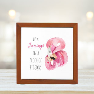 Modern Exotic Pink Watercolor Flamingo With Quote Desk Organiser