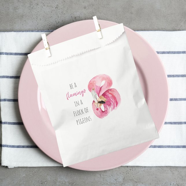 Modern Exotic Pink Watercolor Flamingo With Quote Favour Bags (Creator Uploaded)