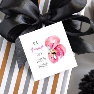 Modern Exotic Pink Watercolor Flamingo With Quote Favour Tags