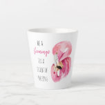 Modern Exotic Pink Watercolor Flamingo With Quote Latte Mug<br><div class="desc">Modern Exotic Pink Watercolor Flamingo With Quote</div>