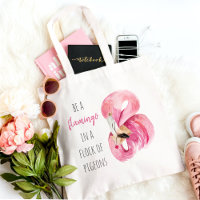 Modern Exotic Pink Watercolor Flamingo With Quote