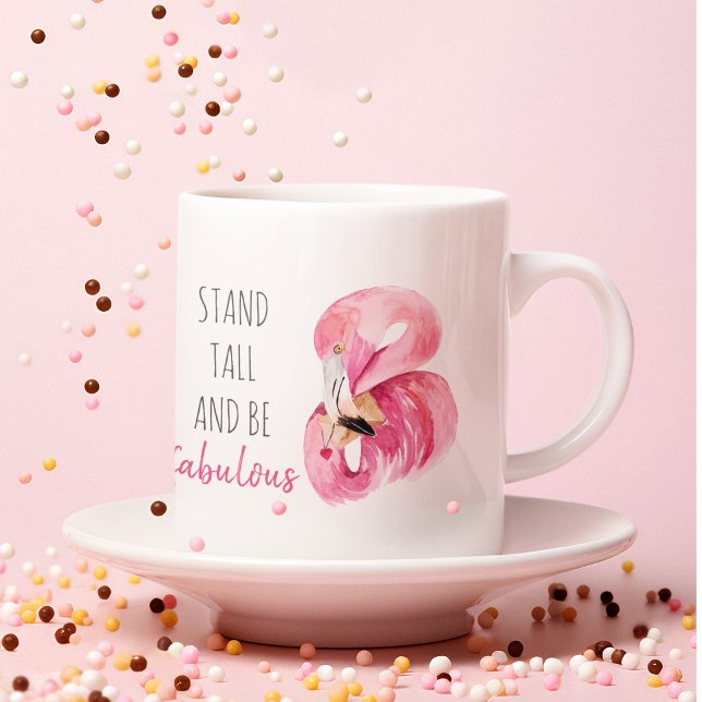 Modern Exotic Stand Tall And BE Fabulous Flamingo Two-Tone Coffee Mug (Creator Uploaded)