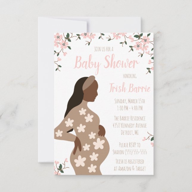 Modern Expectant Mother Floral Baby Shower  Invitation (Front)