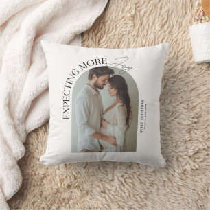Modern Expecting More Joy Baby Photo Christmas Cushion
