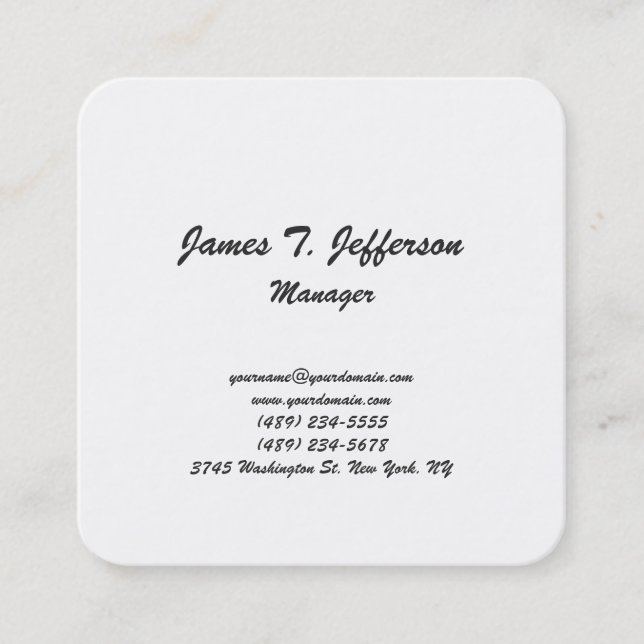Modern extraordinary minimalist script handwriting square business card (Front)