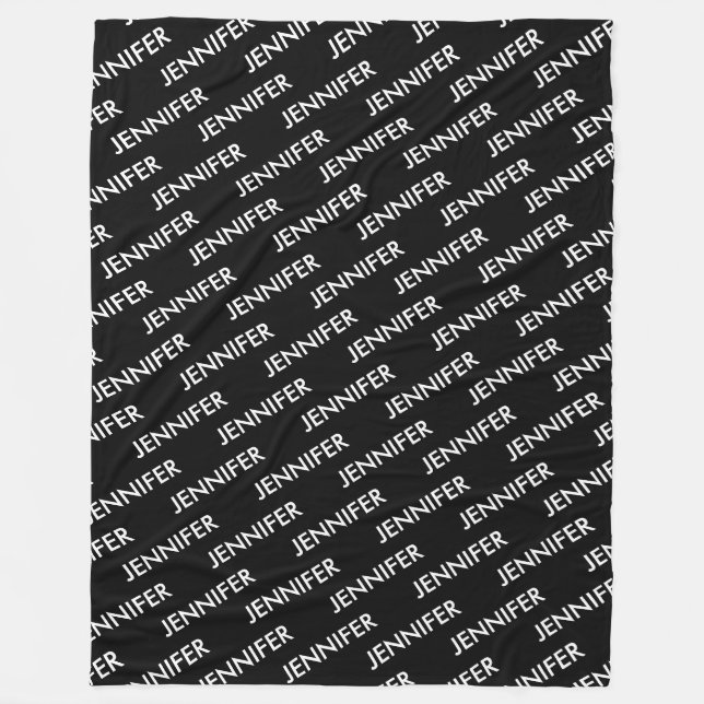 Modern Extravagant You Name It Personalised Black  Fleece Blanket (Front)