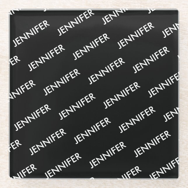 Modern Extravagant You Name It Personalised Black  Glass Coaster (Front)