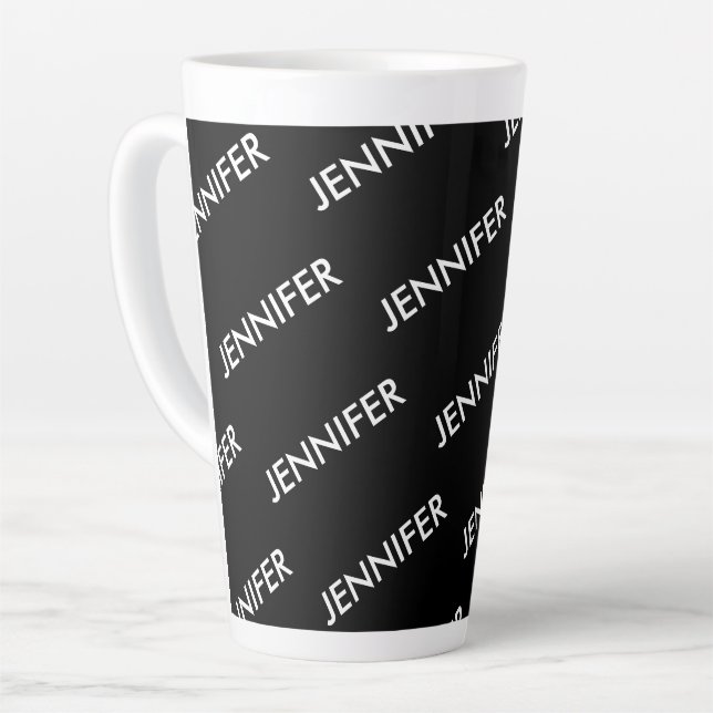 Modern Extravagant You Name It Personalised Black  Latte Mug (Left Angle)