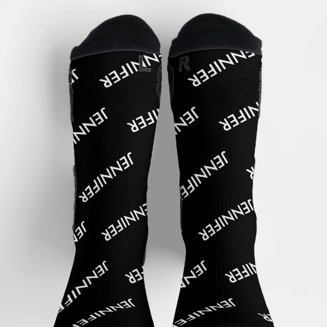 Modern Extravagant You Name It Personalised Black  Socks (Top)