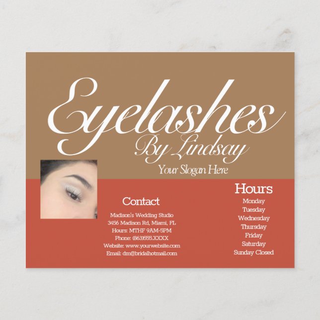 Modern Eyelash Services  Earthy Pricing  Brochure (Back)