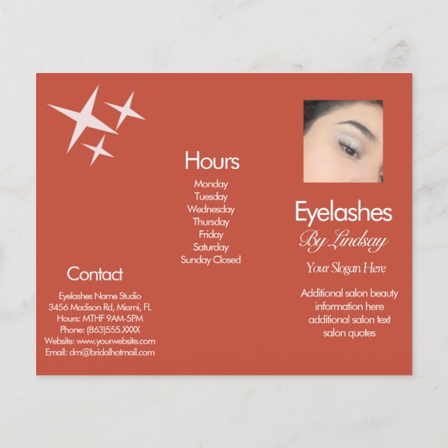 Modern Eyelash Services  Groovy Pricing  List Flyer (Back)