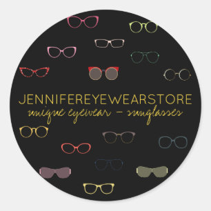 Modern Eyewear Boutique Sunglasses Optical Shop Classic Round Sticker