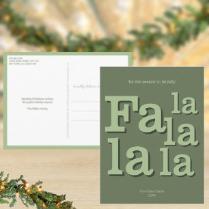 Modern Fa La Green Simple Minimal Christmas Postcard
