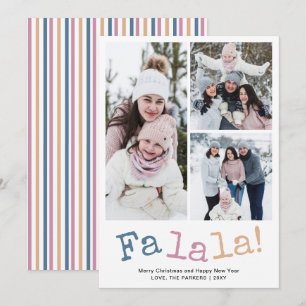 Modern Fa La La Christmas Family Photo Collage Holiday Card
