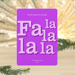 Modern Fa La Purple Simple Typography Chic Holiday Card