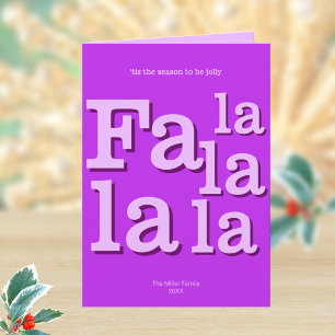 Modern Fa La Purple Simple Typography Trendy Holiday Card
