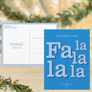 Modern Fa La Sky Blue Simple Minimal Christmas Postcard