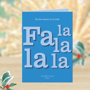 Modern Fa La Sky Blue Simple Typography Trendy Holiday Card