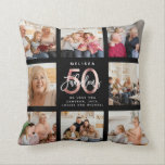 Modern Fabulous 50th Birthday Photos Rose Gold Cushion<br><div class="desc">A beautiful,  modern gift for a 50th birthday gift: A trendy Instagram photo collage pillow with your personal message and name around a minimalist chic FABULOUS 50 rose gold script calligraphy design for that special keepsake packed with years of memories. This is the black and rose gold version.</div>