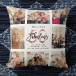 Modern Fabulous 50th Birthday Photos Rose Gold Cushion<br><div class="desc">A beautiful,  modern gift for a 50th birthday gift: A trendy Instagram photo collage pillow with your personal message and name around a minimalist chic FABULOUS 50 rose gold script calligraphy design for that special keepsake packed with years of memories. This is the white and rose gold version.</div>