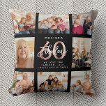 Modern Fabulous 60th Birthday Photos Rose Gold Cushion<br><div class="desc">A beautiful,  modern gift for a 60th birthday gift: A trendy Instagram photo collage pillow with your personal message and name around a minimalist chic FABULOUS 60 rose gold script calligraphy design for that special keepsake packed with years of memories. This is the black and rose gold version.</div>