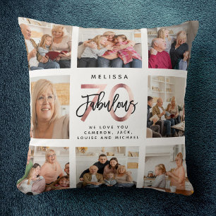 Modern Fabulous 70th Birthday Photos Rose Gold Cushion