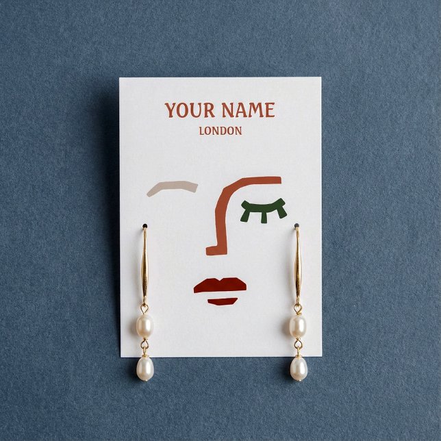 Modern face illustration Earring display card (Modern face illustration Earring display card. A unique solution to show off your brand.)