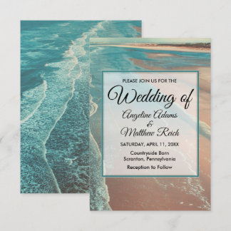 Modern Fade Tropical Beach Sea Wedding Card