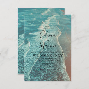 Modern Fade Tropical Beach Sea Wedding Card