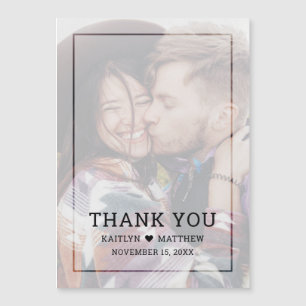Modern Faded Photo Black Script Wedding Thank You