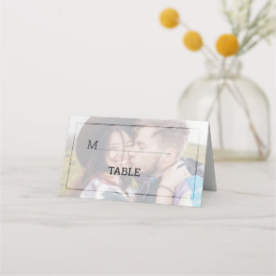 Modern Faded Photo Minimalist Typography Wedding Place Card