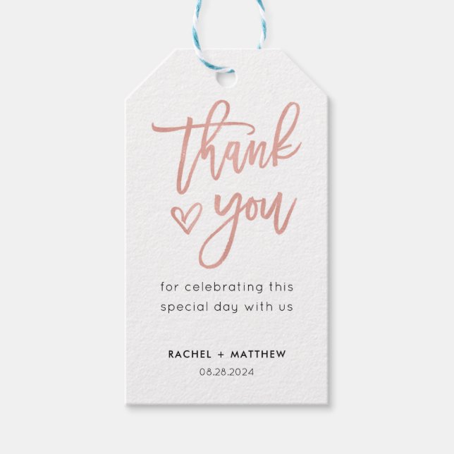 Modern Fairytale Calligraphy Wedding Favour Tags (Front)