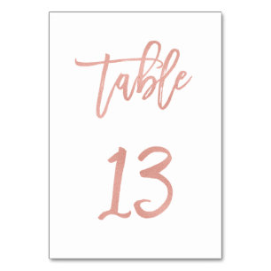 Modern Fairytale Rose Gold Wedding Table Number 13