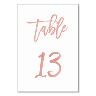 Modern Fairytale Rose Gold Wedding Table Number 13