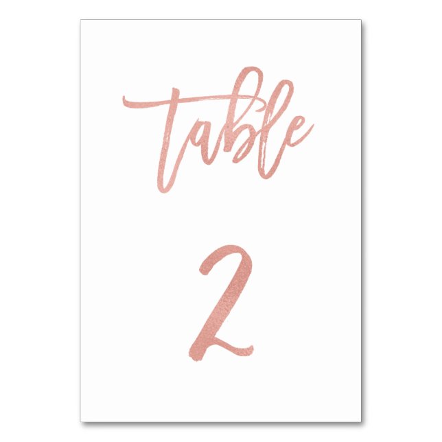 Modern Fairytale Rose Gold Wedding Table Number 2 (Front)