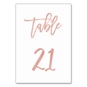 Modern Fairytale Rose Gold Wedding Table Number 21
