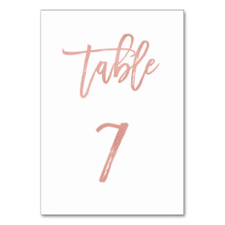 Modern Fairytale Rose Gold Wedding Table Number 7