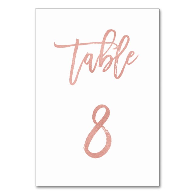 Modern Fairytale Rose Gold Wedding Table Number 8 (Front)