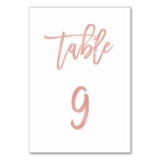 Modern Fairytale Rose Gold Wedding Table Number 9