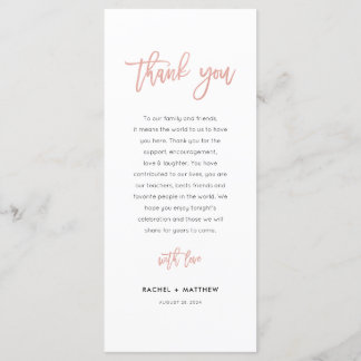 Modern Fairytale Rose Gold Wedding Thank You Card 